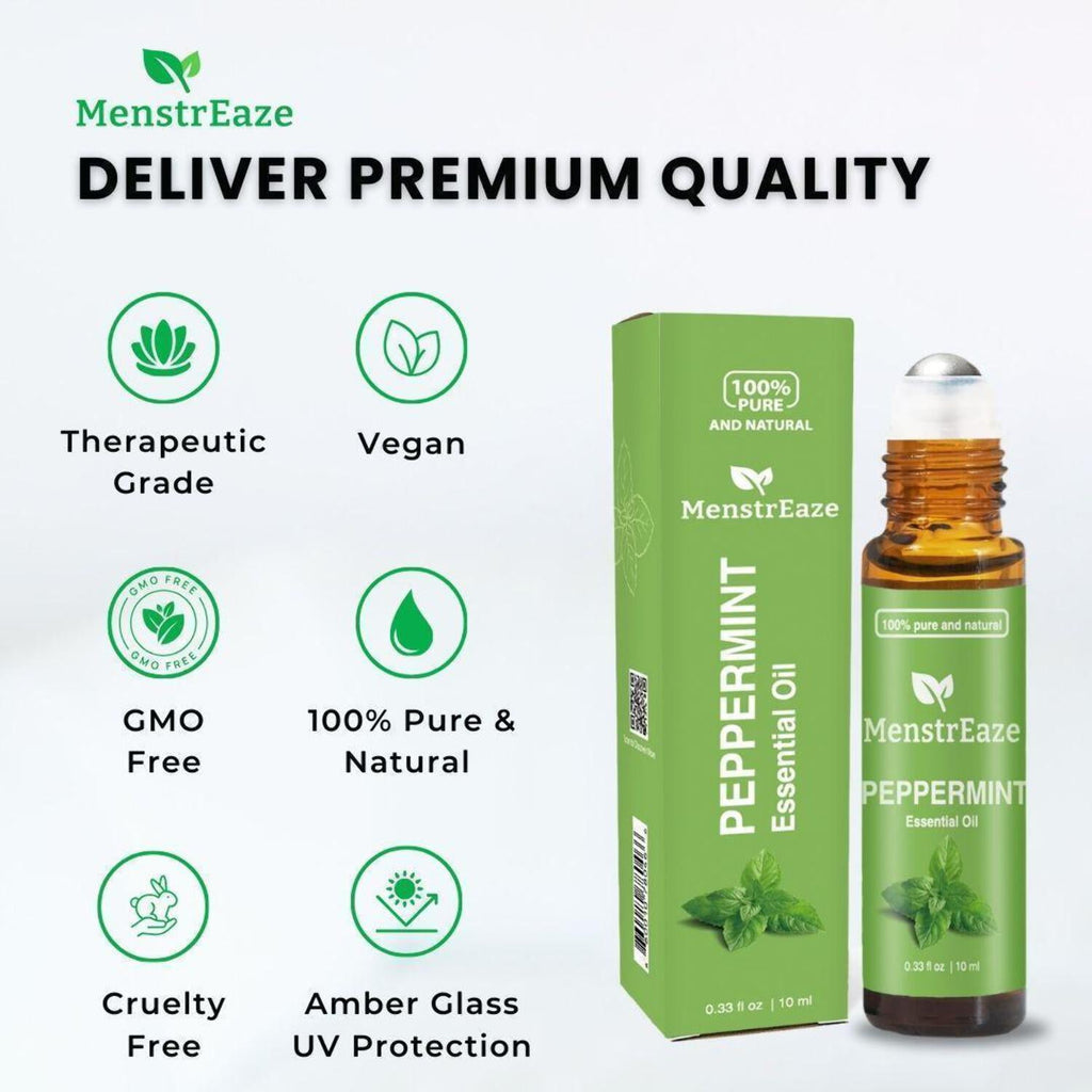 2 Pack Peppermint Roll-on Essential Oil for Headaches, Migraine and Nausea
