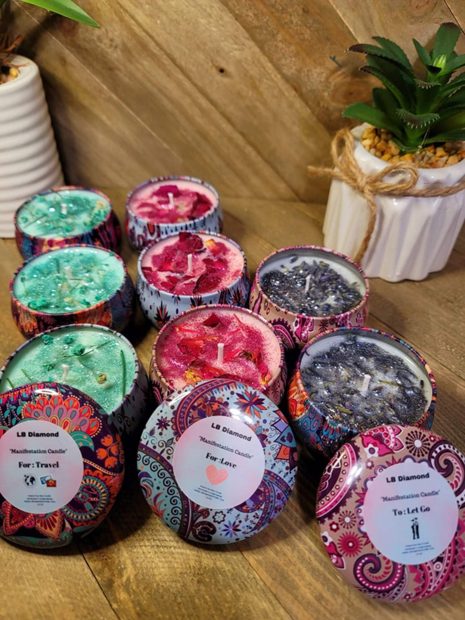 Manifestation Candles For Love, Abundance, Clarity, Spiritual Cleanse, Healing, reiki energy, herbs, and organic soy Wax