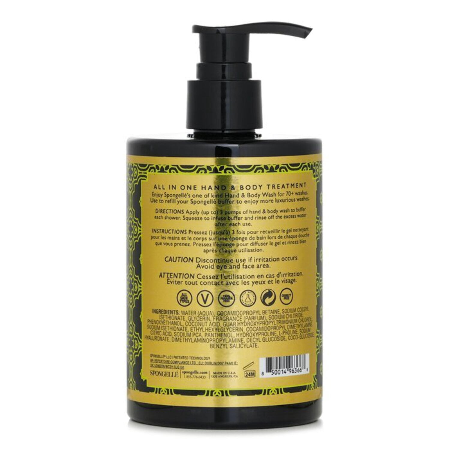 Spongelle Hand  Body Wash - Coconut Verbena 325ml/11oz