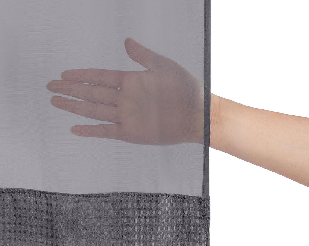 AllWays Plaza Waterproof Fabric Snap in Shower Curtain Liner Replacement with 2 Magnets71 W x 55" L for 72" W x 75" L No Hook Shower Curtain - Removable &amp; Detachable to Wash - White