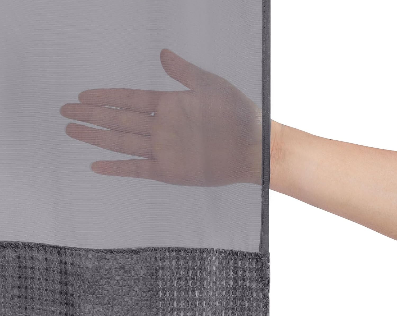AllWays Plaza Waterproof Fabric Snap in Shower Curtain Liner Replacement with 2 Magnets71 W x 55" L for 72" W x 75" L No Hook Shower Curtain - Removable &amp; Detachable to Wash - White
