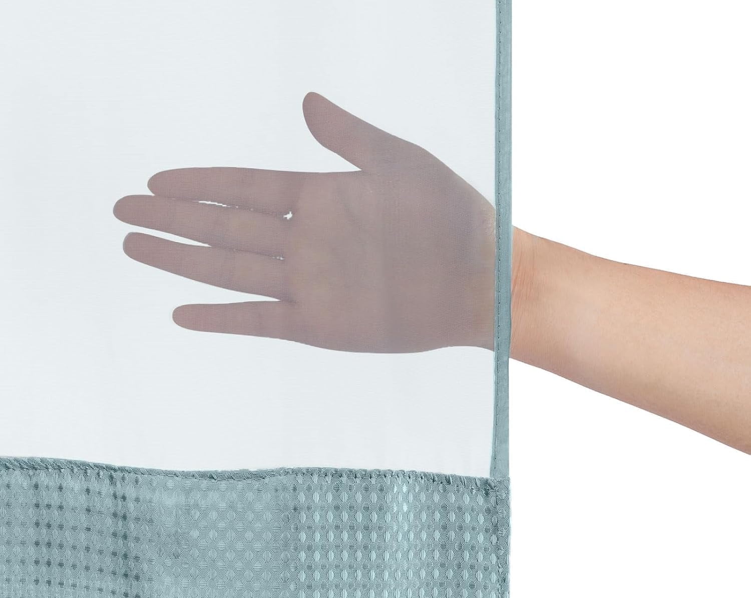 AllWays Plaza Waterproof Fabric Snap in Shower Curtain Liner Replacement with 2 Magnets71 W x 55" L for 72" W x 75" L No Hook Shower Curtain - Removable &amp; Detachable to Wash - White