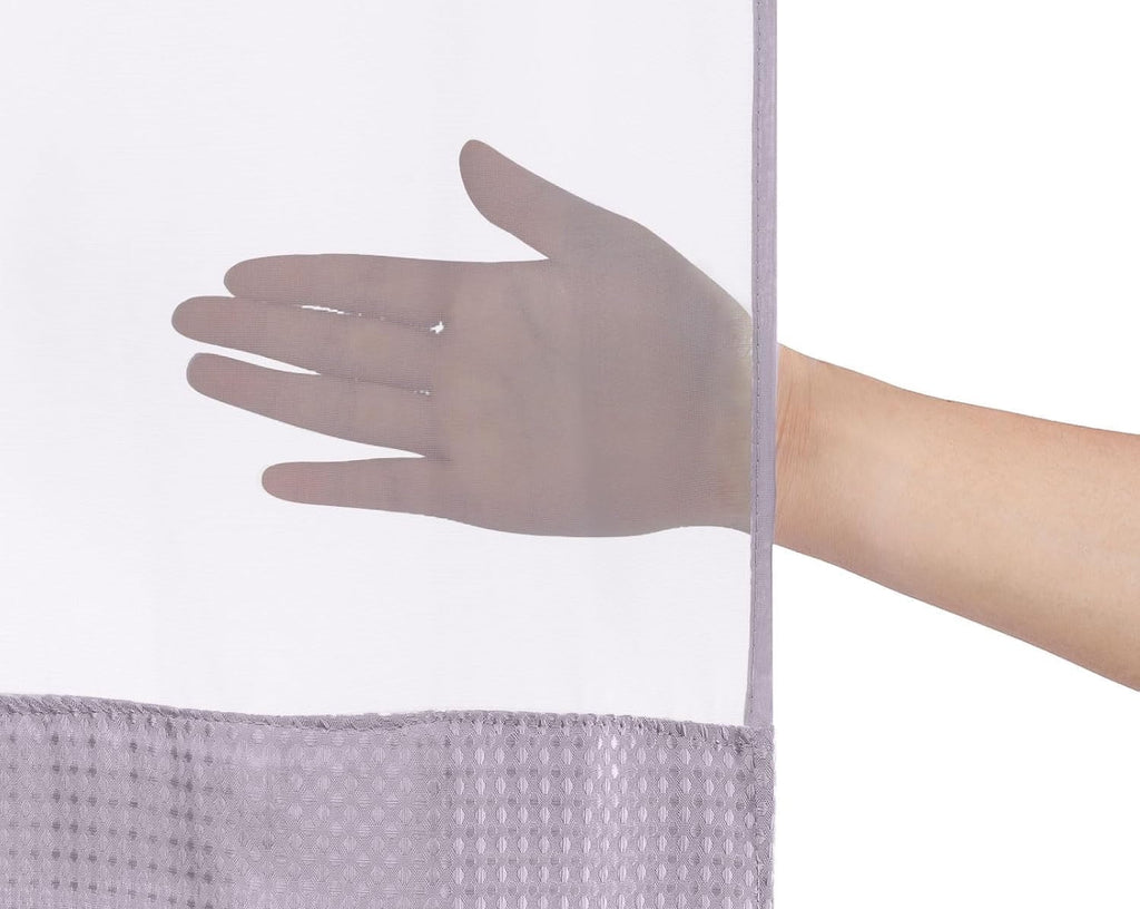 AllWays Plaza Waterproof Fabric Snap in Shower Curtain Liner Replacement with 2 Magnets71 W x 55" L for 72" W x 75" L No Hook Shower Curtain - Removable &amp; Detachable to Wash - White