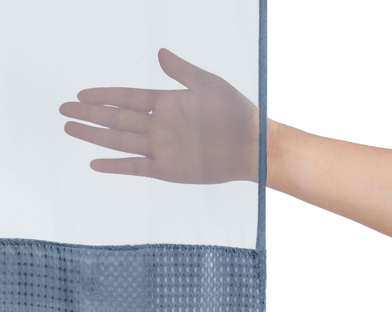 AllWays Plaza Waterproof Fabric Snap in Shower Curtain Liner Replacement with 2 Magnets71 W x 55" L for 72" W x 75" L No Hook Shower Curtain - Removable &amp; Detachable to Wash - White