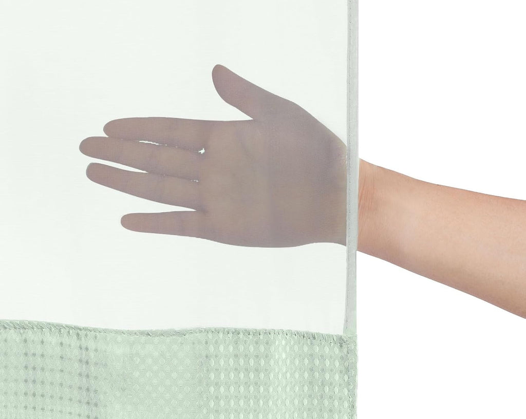 AllWays Plaza Waterproof Fabric Snap in Shower Curtain Liner Replacement with 2 Magnets71 W x 55" L for 72" W x 75" L No Hook Shower Curtain - Removable &amp; Detachable to Wash - White