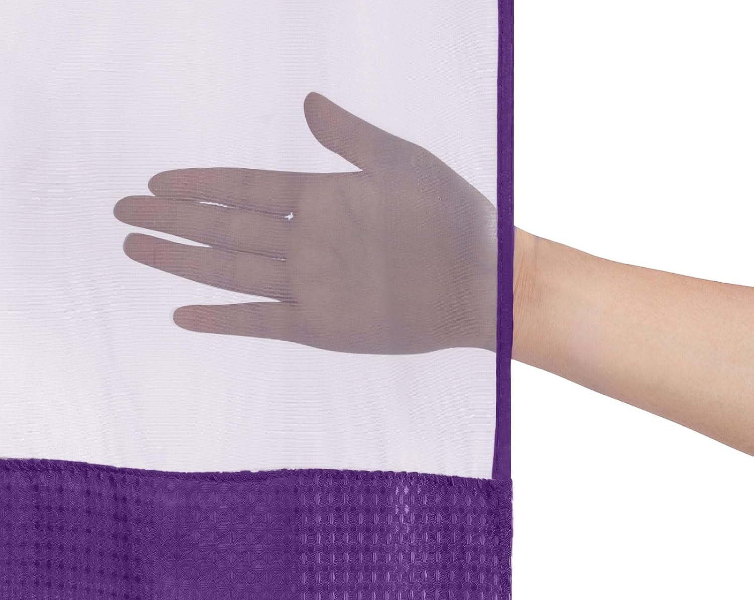 AllWays Plaza Waterproof Fabric Snap in Shower Curtain Liner Replacement with 2 Magnets71 W x 55" L for 72" W x 75" L No Hook Shower Curtain - Removable &amp; Detachable to Wash - White