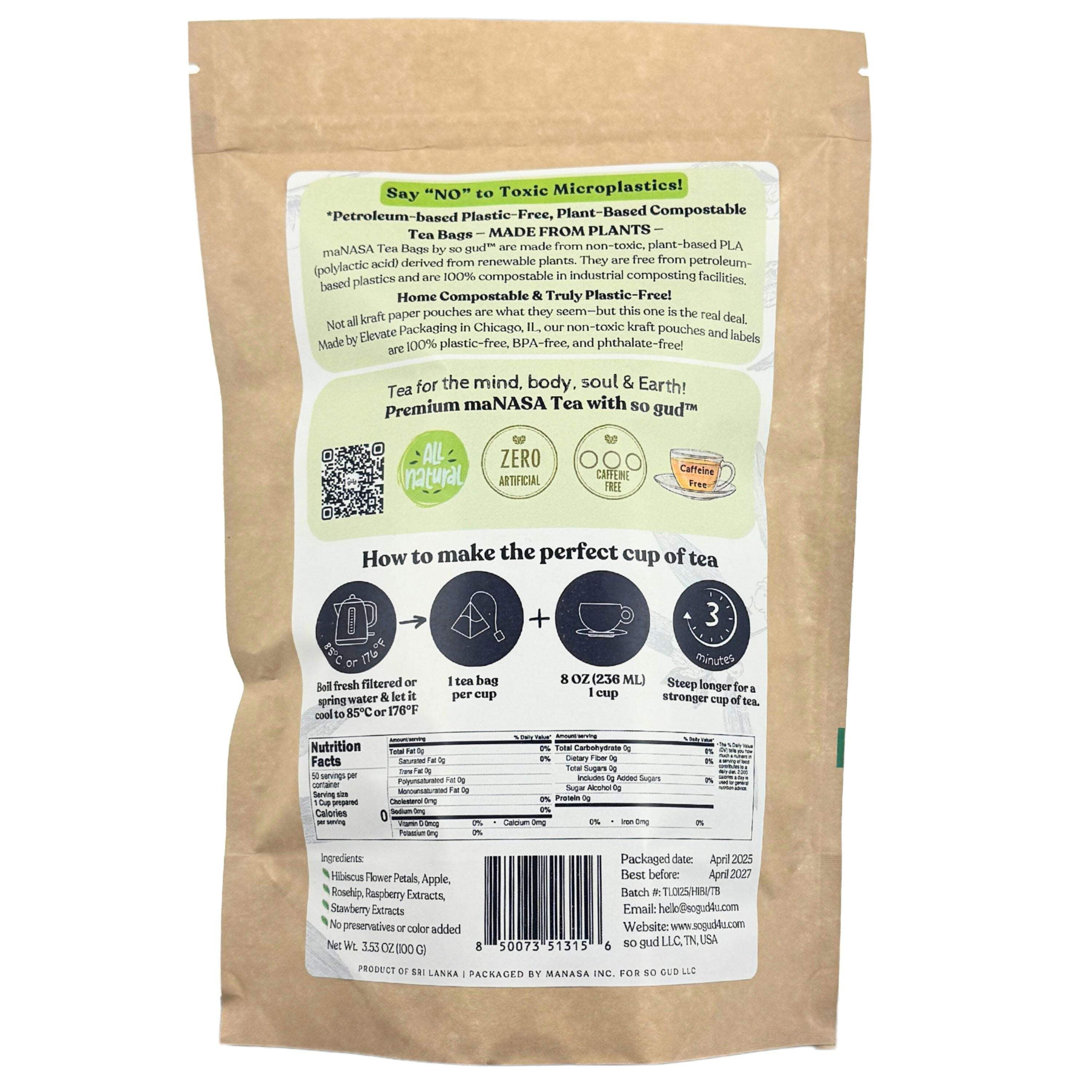 Hibiscus Bloom Tisane | Plant-based Tea Bags