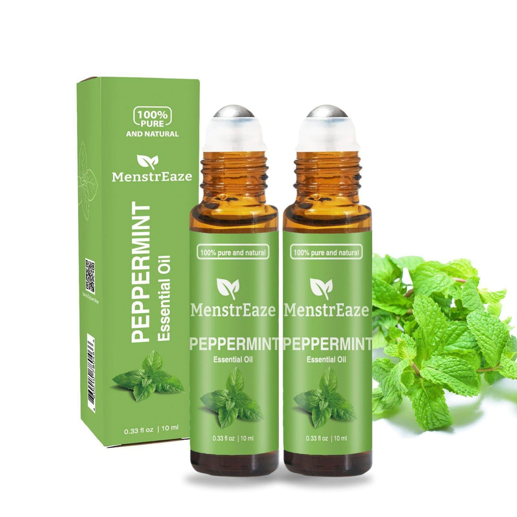 2 Pack Peppermint Roll-on Essential Oil for Headaches, Migraine and Nausea