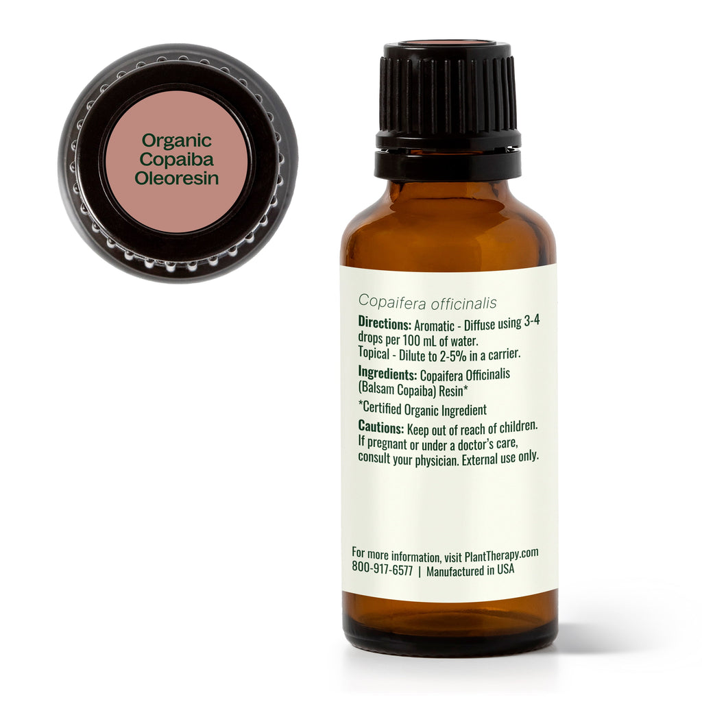 Plant Therapy Copaiba Oleoresin Organic Essential Oil 100% Pure, Undiluted, Natural Aromatherapy, Therapeutic Grade 30 mL (1 oz)