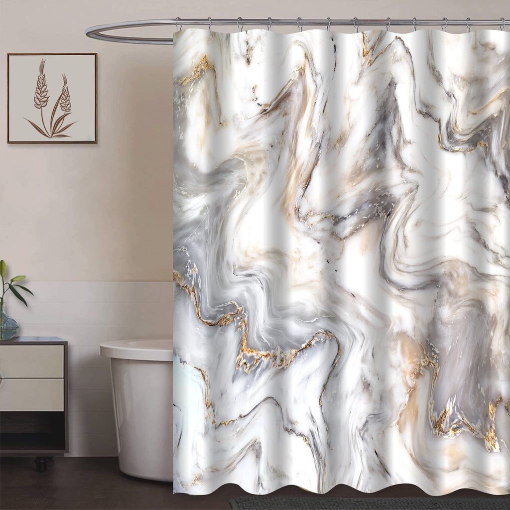 Marble Texture Shower Curtain, Single Piece 71 x 71inch,  Contemporary Ombre Design for Bathroom Decor
