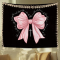 Pink Bow Tapestry Wall Blanket, Cute Girly Religious Wall Hanging Decor for Dorm Apartment Bedroom Church, 50 x 60 Inch