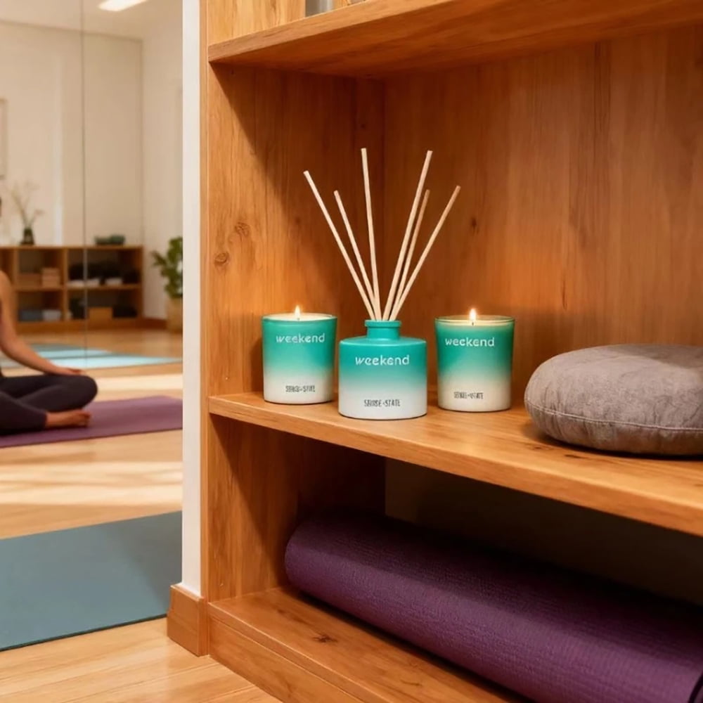 The Home Fragrance Kit-Scented Candle Set with Reed Diffuser - Two candles for home scented with a fresh tropical fragrance &amp; a BONUS scent diffuser.