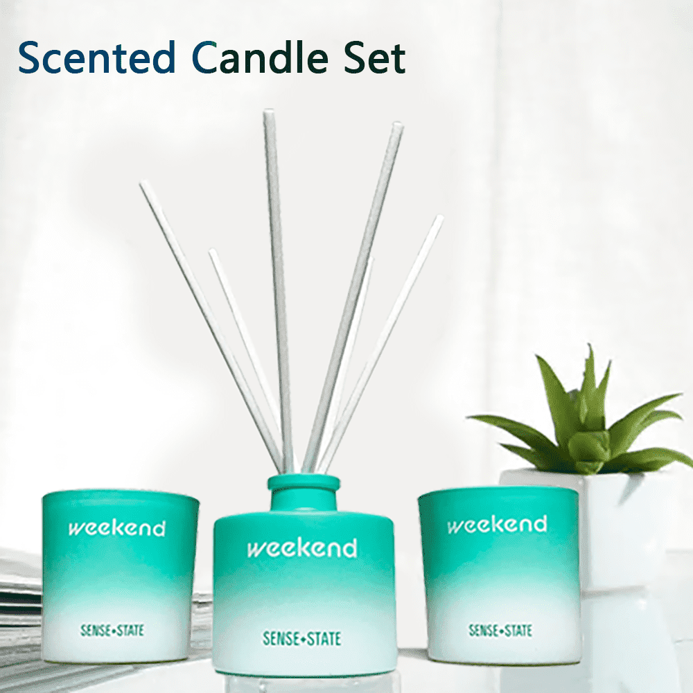 The Home Fragrance Kit-Scented Candle Set with Reed Diffuser - Two candles for home scented with a fresh tropical fragrance &amp; a BONUS scent diffuser.