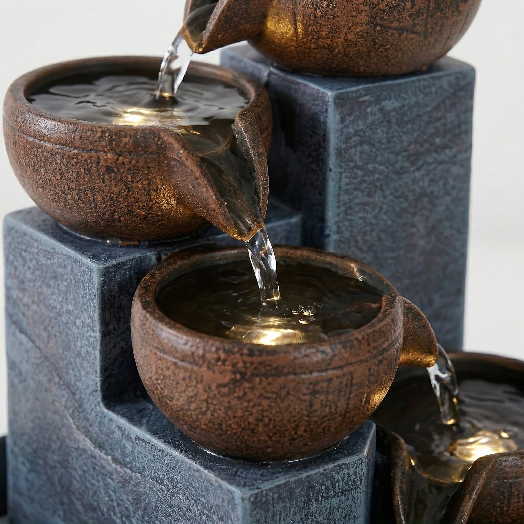 Desktop Fountain Waterfall Meditation - LED Lights, 4 Tiers, Indoor, 1pc