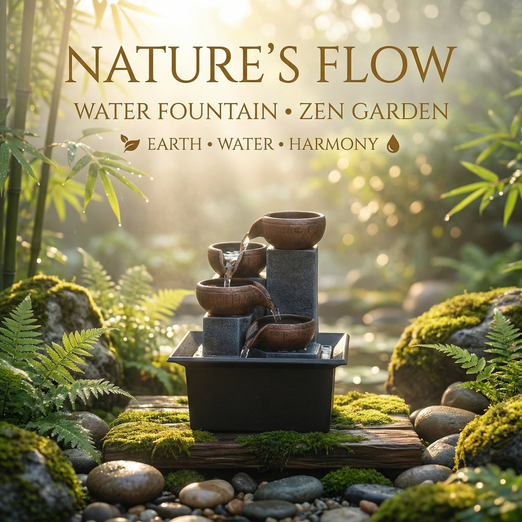 Desktop Fountain Waterfall Meditation - LED Lights, 4 Tiers, Indoor, 1pc