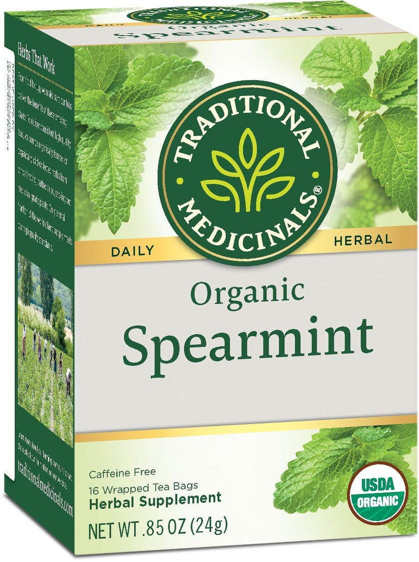 Organic Spearmint Tea, Healthy&amp; Refreshing 16 Count (Pack of 6)