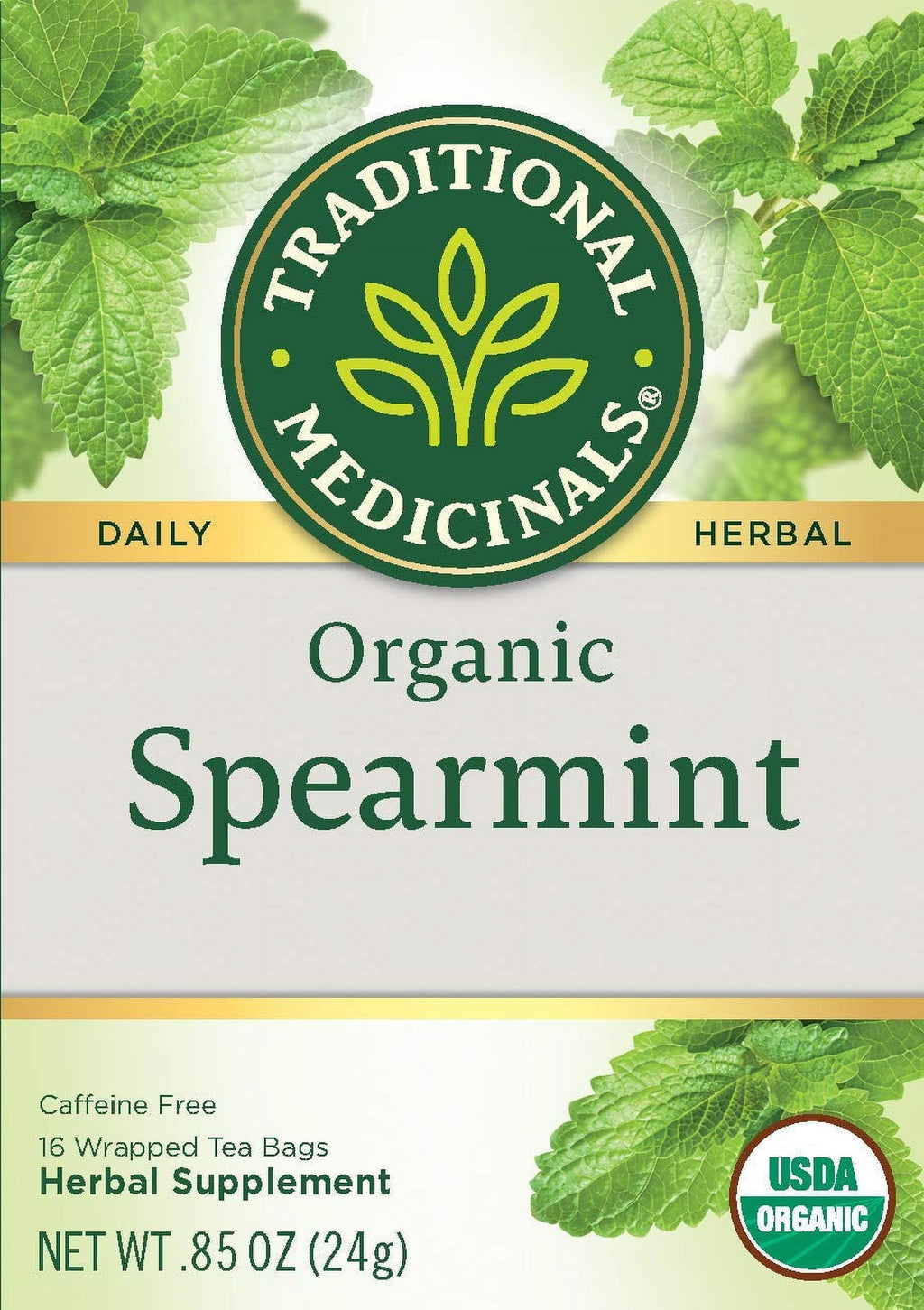 Organic Spearmint Tea, Healthy&amp; Refreshing 16 Count (Pack of 6)