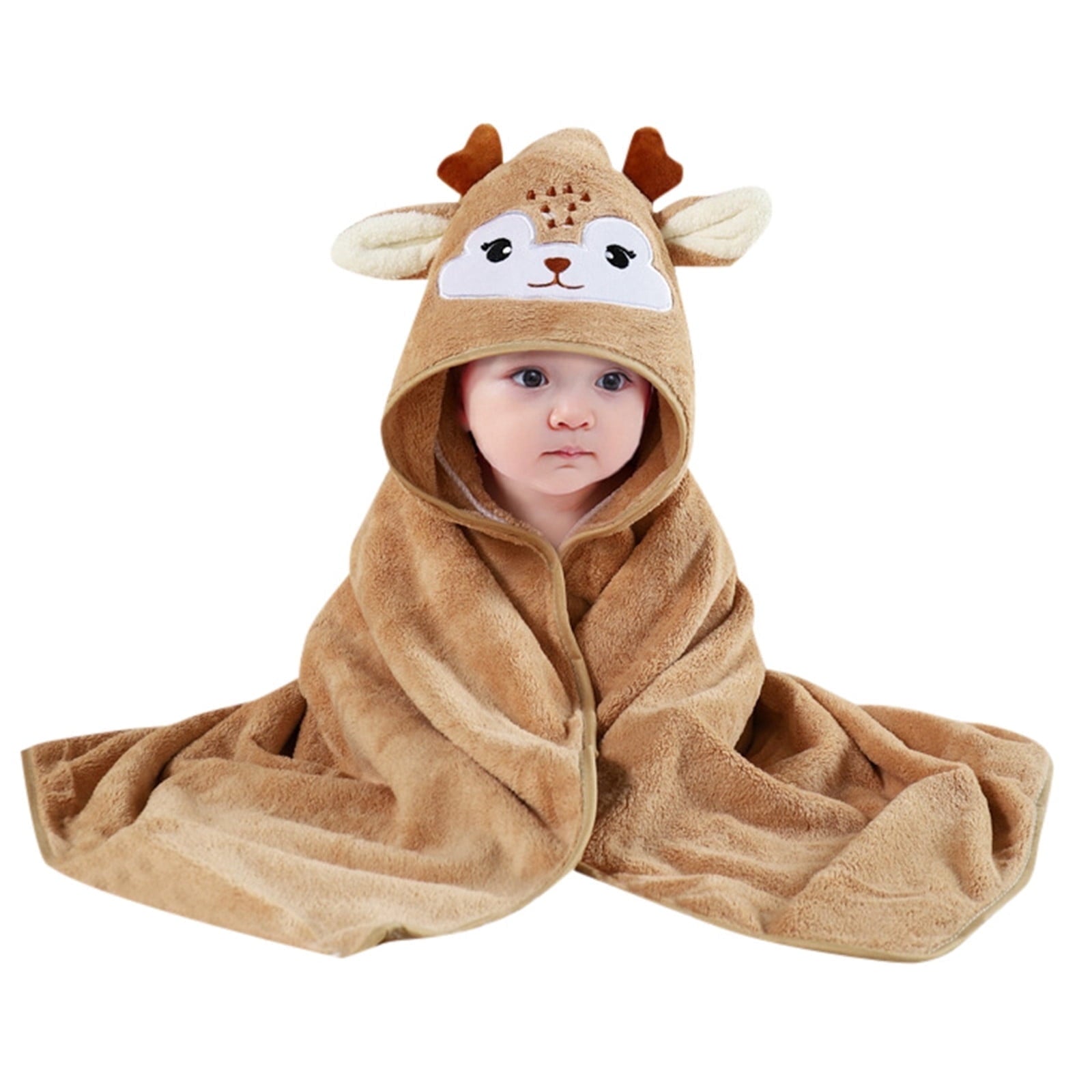Baby Hooded Bath Towel Cartoon Bathrobe Baby Soft Coral Fleece Towel For Newborn Boy Girl Shower