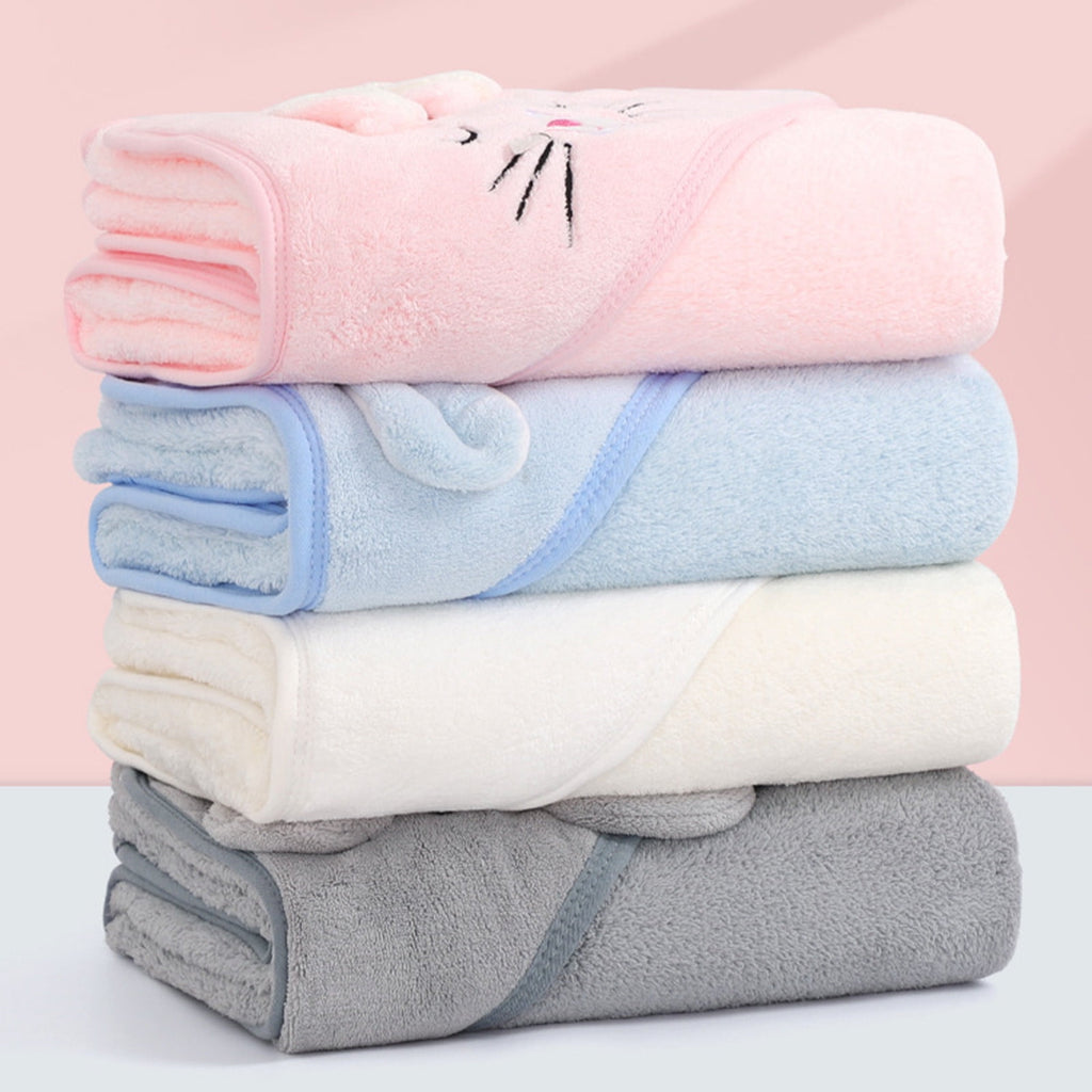 Baby Hooded Bath Towel Cartoon Bathrobe Baby Soft Coral Fleece Towel For Newborn Boy Girl Shower