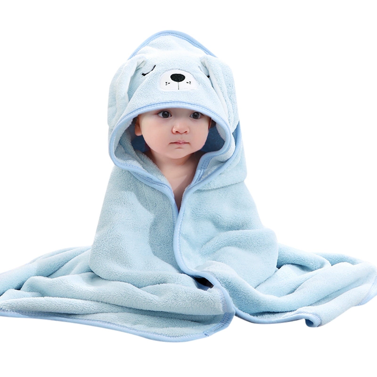 Baby Hooded Bath Towel Cartoon Bathrobe Baby Soft Coral Fleece Towel For Newborn Boy Girl Shower