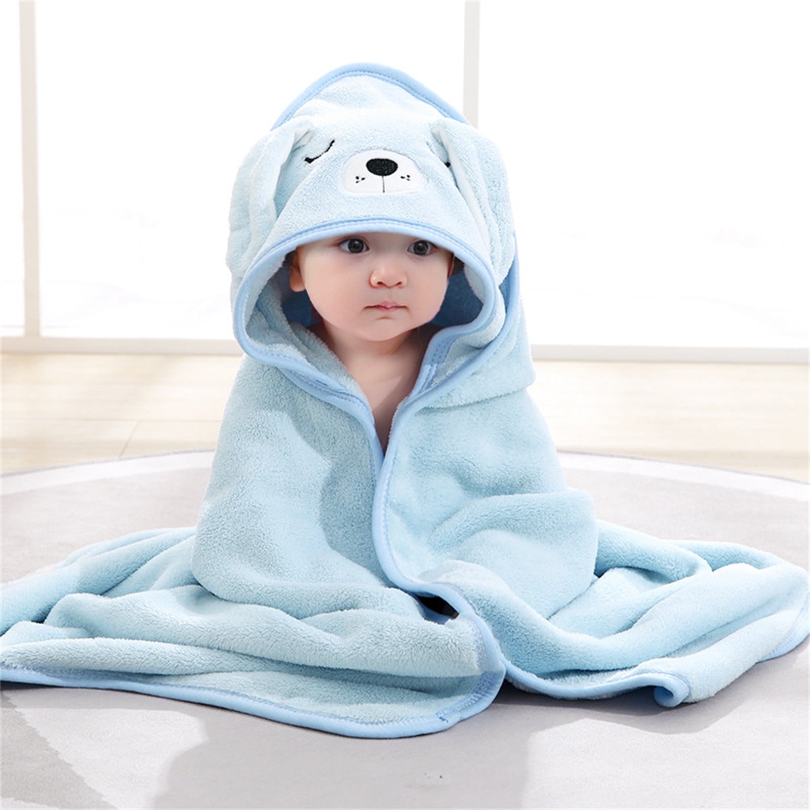 Baby Hooded Bath Towel Cartoon Bathrobe Baby Soft Coral Fleece Towel For Newborn Boy Girl Shower