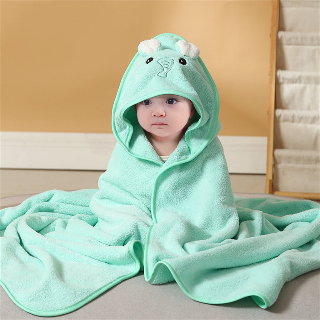 Baby Hooded Bath Towel Cartoon Bathrobe Baby Soft Coral Fleece Towel For Newborn Boy Girl Shower