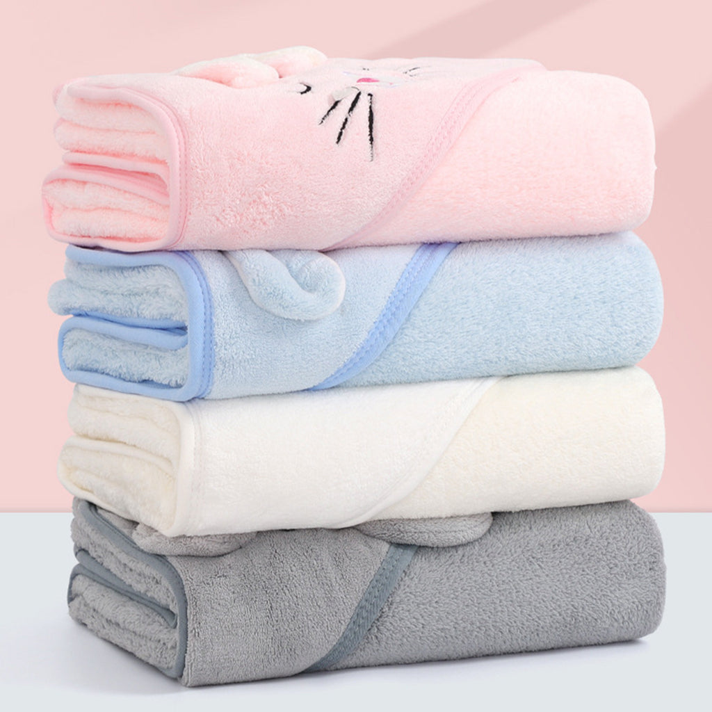 Baby Hooded Bath Towel Cartoon Bathrobe Baby Soft Coral Fleece Towel For Newborn Boy Girl Shower