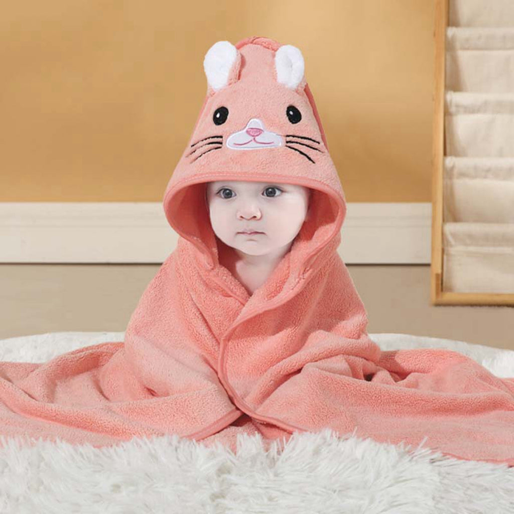Baby Hooded Bath Towel Cartoon Bathrobe Baby Soft Coral Fleece Towel For Newborn Boy Girl Shower