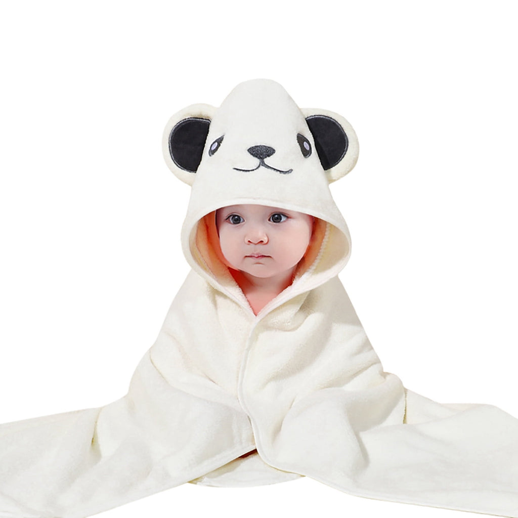 Baby Hooded Bath Towel Cartoon Bathrobe Baby Soft Coral Fleece Towel For Newborn Boy Girl Shower