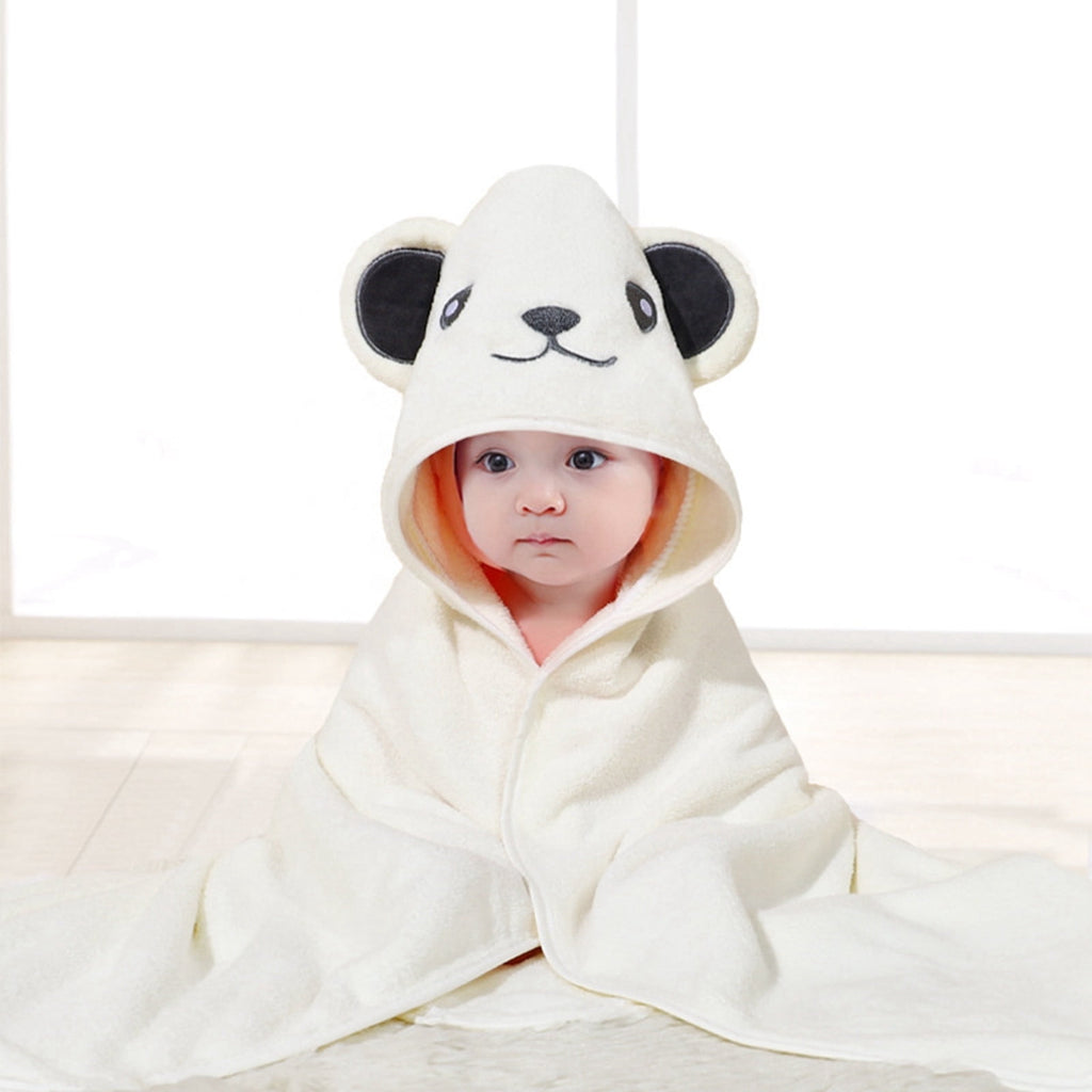 Baby Hooded Bath Towel Cartoon Bathrobe Baby Soft Coral Fleece Towel For Newborn Boy Girl Shower
