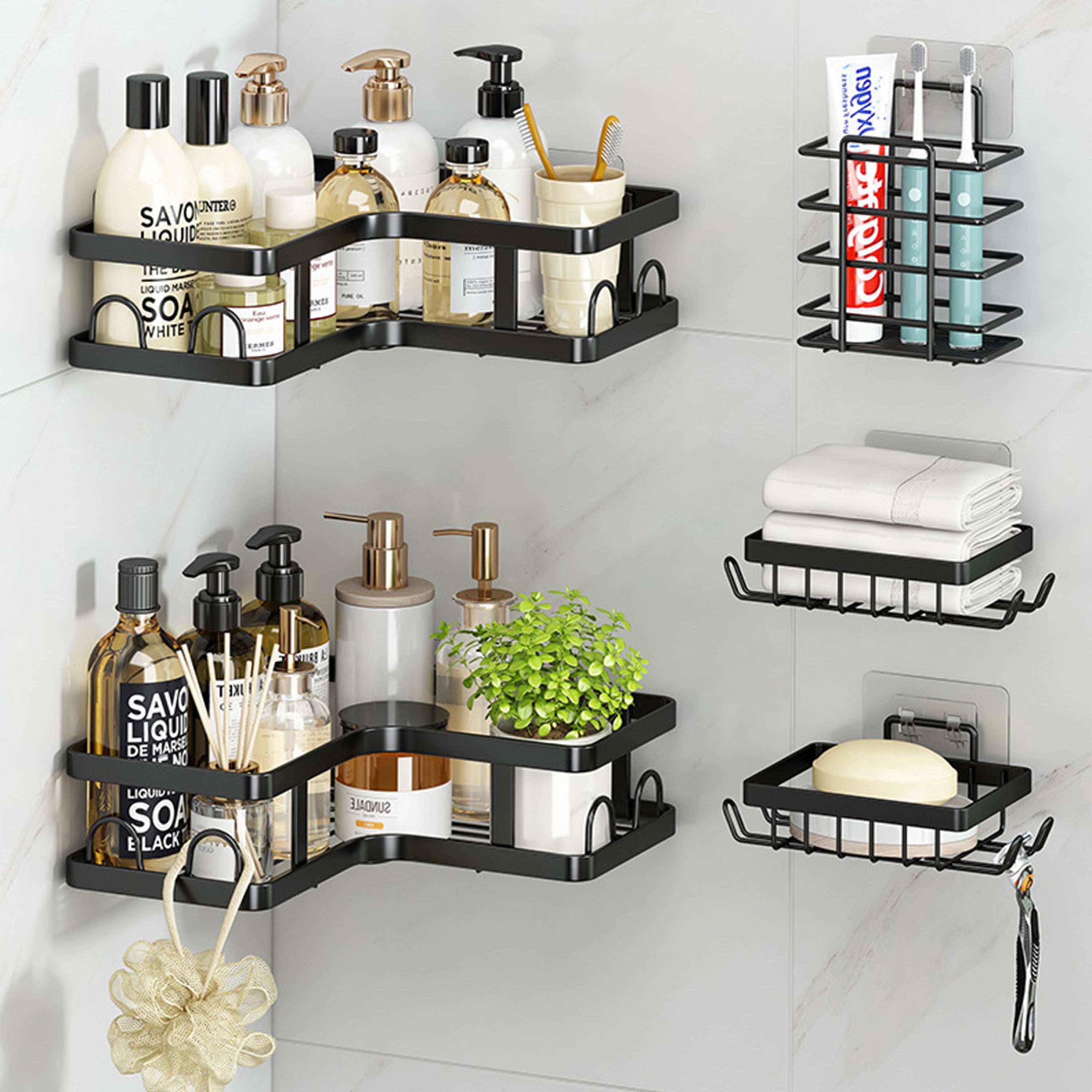 Shower Caddy, 5 Pack Rustproof Stainless Steel Bath Organizers With Large Capacity, No Drilling Shelves for Bathroom Storage &amp; Home Decor