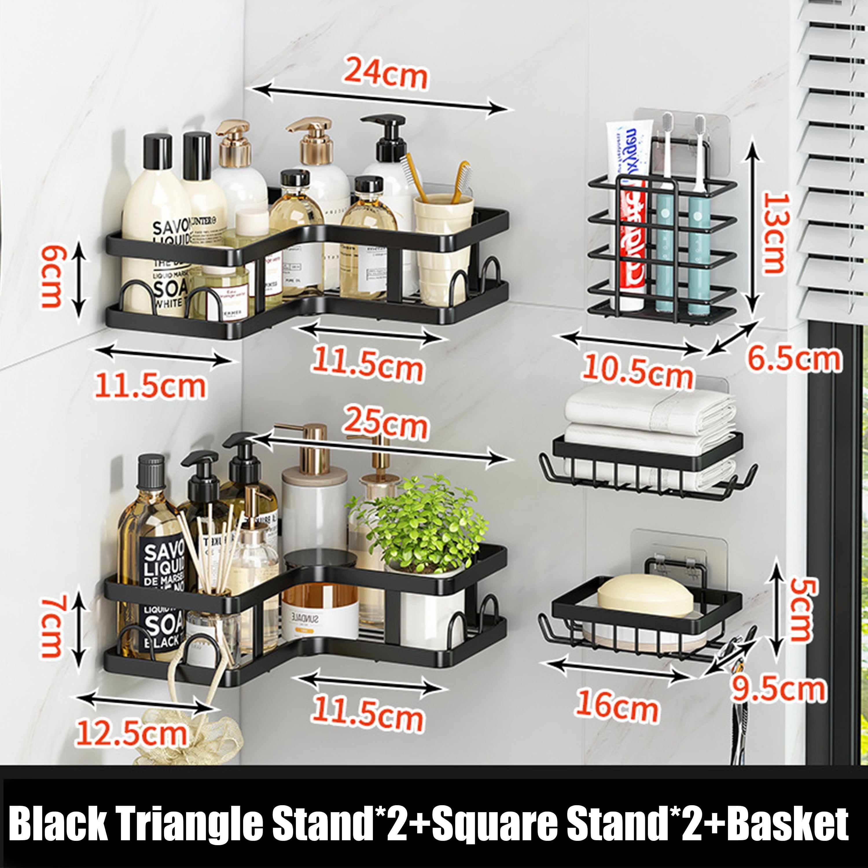 Shower Caddy, 5 Pack Rustproof Stainless Steel Bath Organizers With Large Capacity, No Drilling Shelves for Bathroom Storage &amp; Home Decor