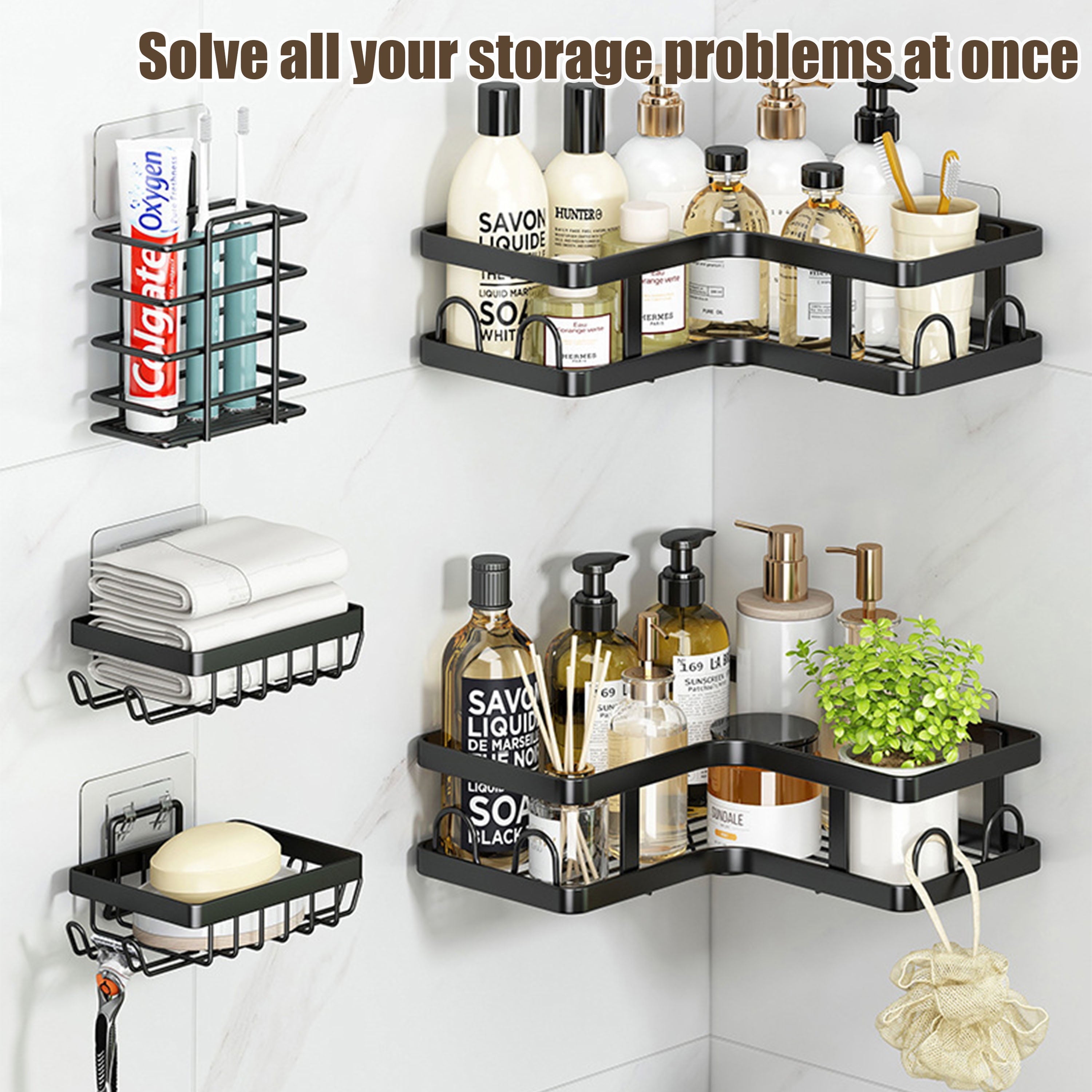 Shower Caddy, 5 Pack Rustproof Stainless Steel Bath Organizers With Large Capacity, No Drilling Shelves for Bathroom Storage &amp; Home Decor