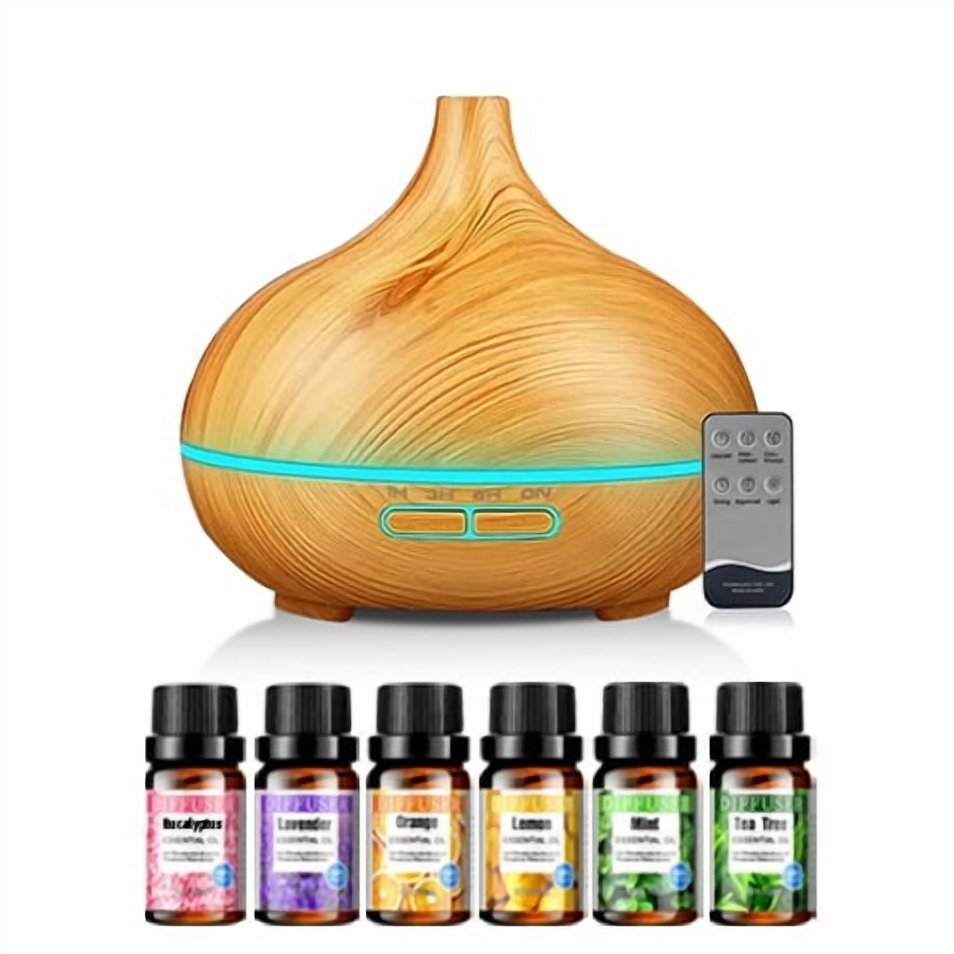 16oz Ultrasonic Aroma Diffuser &amp; Humidifier with 6 Essential Oils for Home  Office  Spa  Yoga