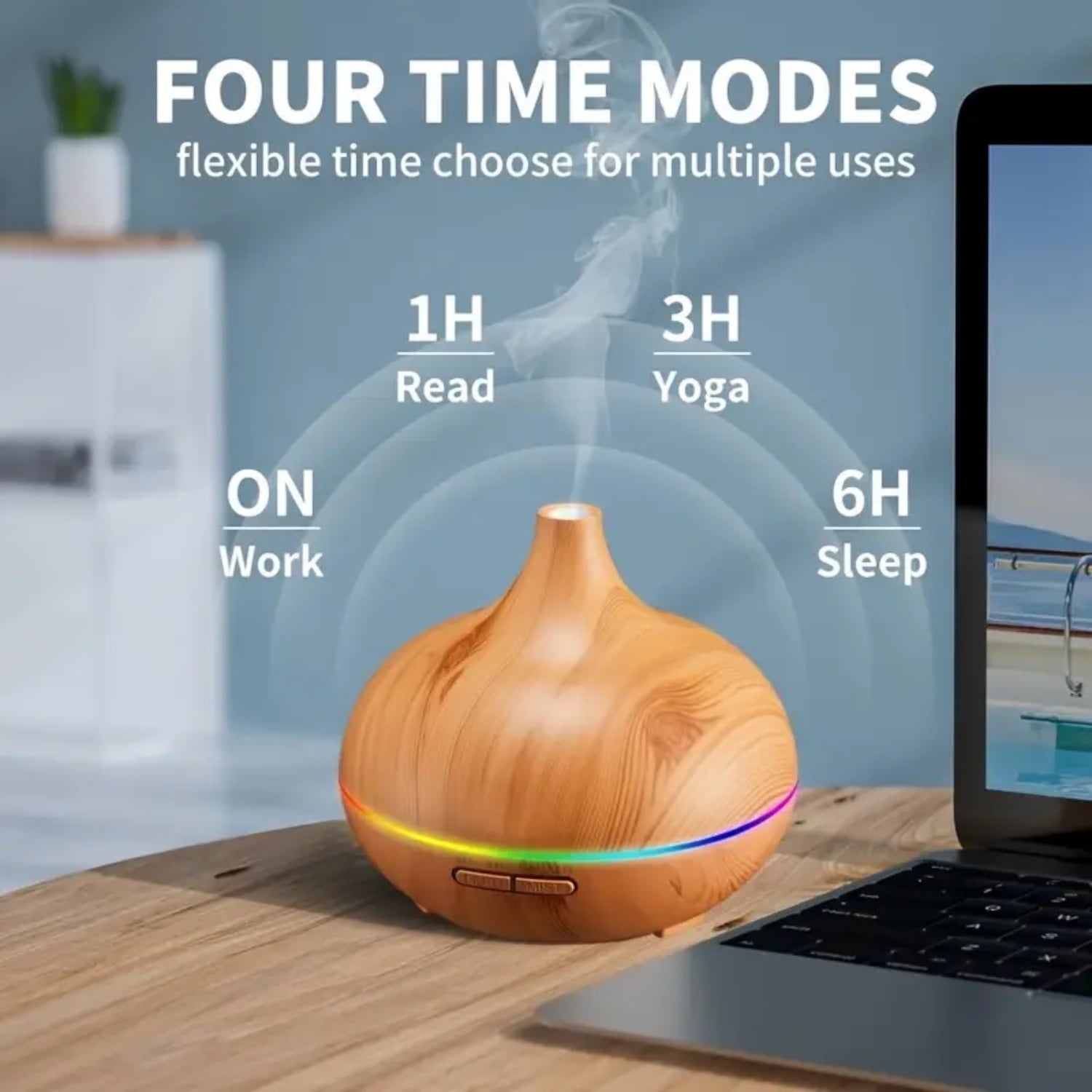 16oz Ultrasonic Aroma Diffuser &amp; Humidifier with 6 Essential Oils for Home  Office  Spa  Yoga