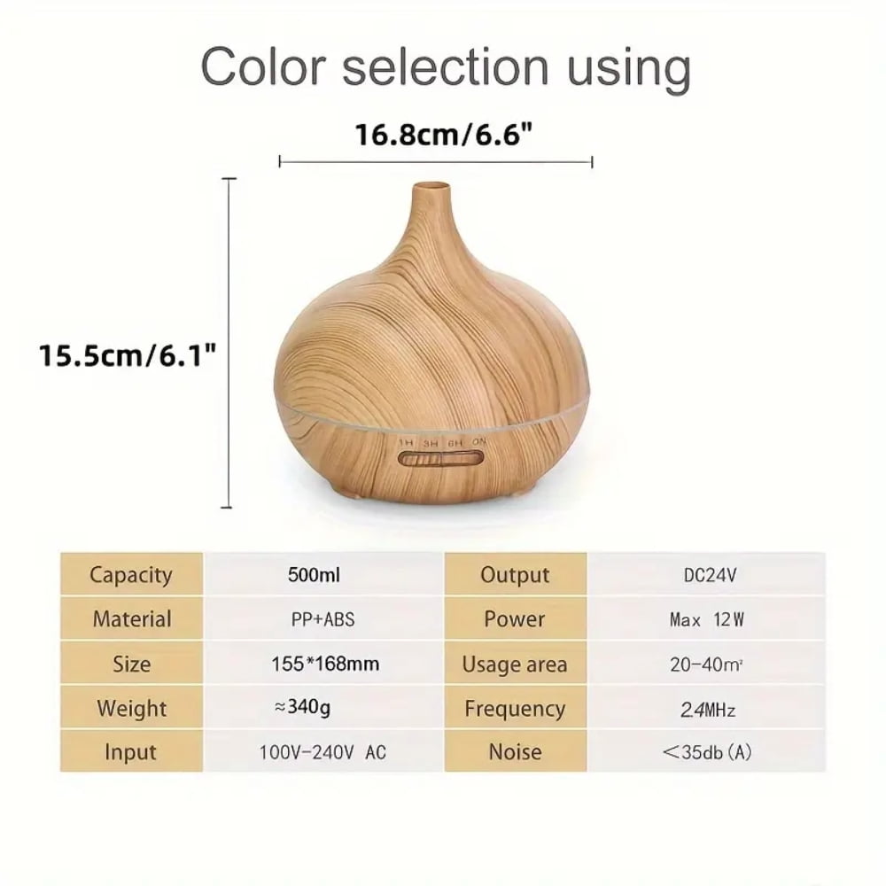 16oz Ultrasonic Aroma Diffuser &amp; Humidifier with 6 Essential Oils for Home  Office  Spa  Yoga