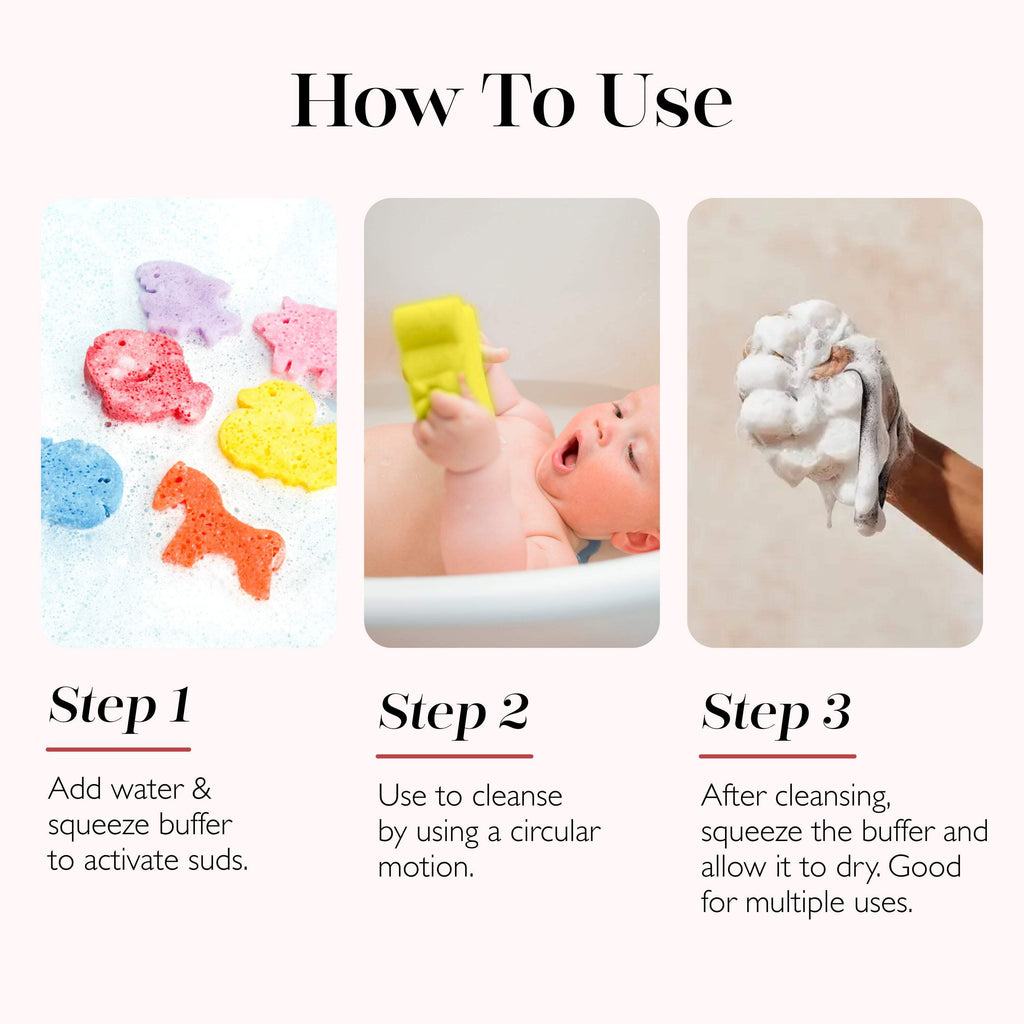 SPONGELLÉ Farm Animals, Kids Cleansing Sponge with Built-In Body Wash, Henry Horse