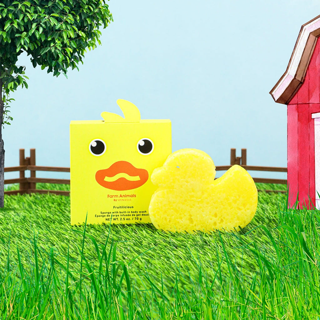 SPONGELLÉ Farm Animals, Kids Cleansing Sponge with Built-In Body Wash, Henry Horse