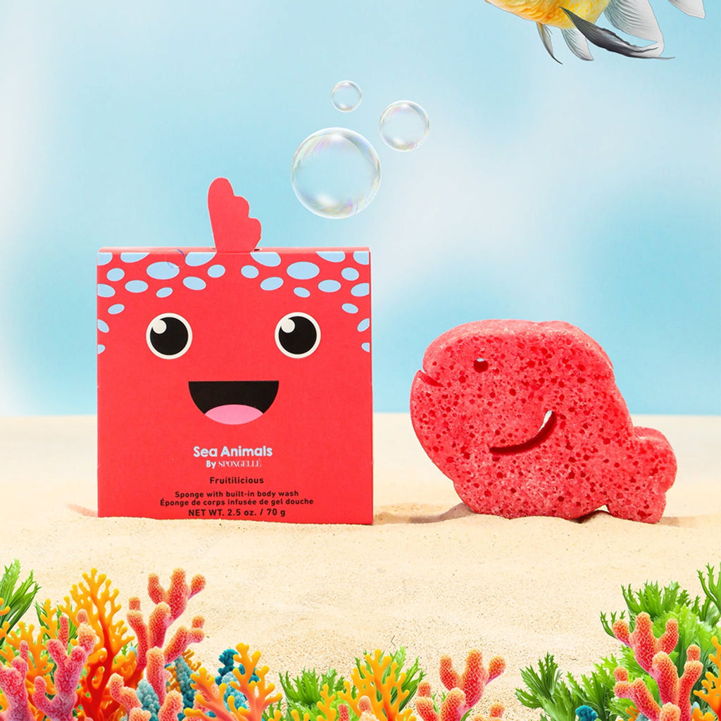 SPONGELLÉ Farm Animals, Kids Cleansing Sponge with Built-In Body Wash, Henry Horse