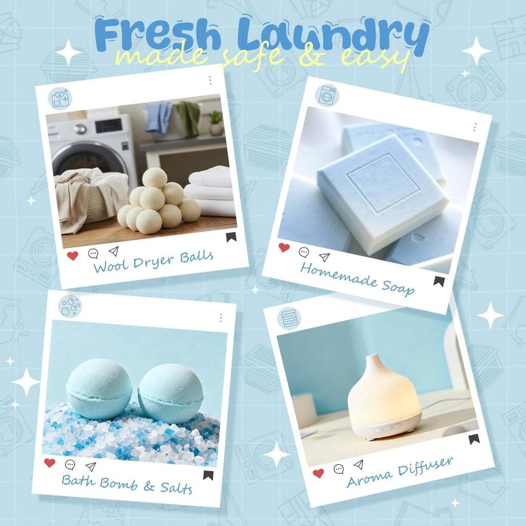 Laundry Collection Essential Oil Set, UM Natural Clean Fragrance Oil for Diffuser, Aromatherapy Oil Gift Set Includes Fresh Linen, Citrus Clean, Chamomile Bliss, Crisp Breeze, Minty