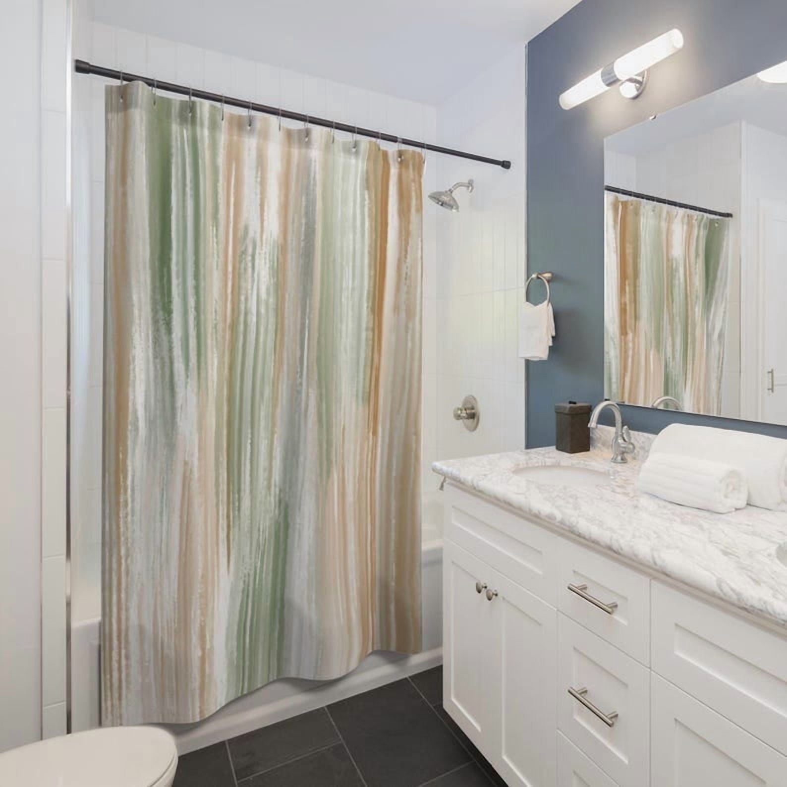 Sage Shower Curtain Earthy Shower Curtain Green Bathroom Decor Boho Minimalist Shower Curtain Watercolor Shower Curtain Tan Neutral Decor 60x72in