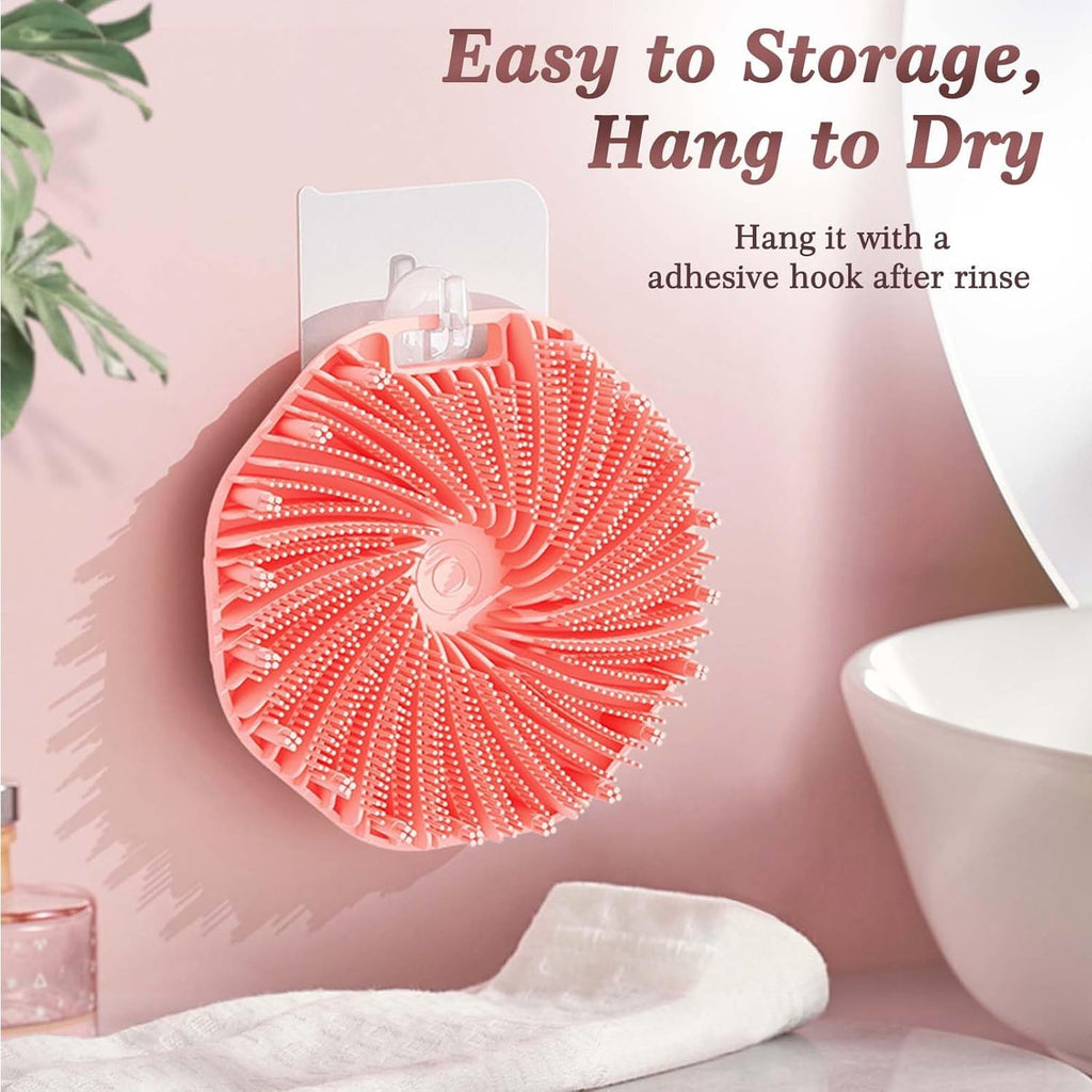 2 Pcs Silicone Body Scrubber with Non-Slip Hand Strap, Exfoliating  Shower  Bath Brush(Black+Pink)