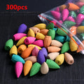 300pcs Assorted Backflow Incense Cones, Lavender Agarwood Sandalwood Artemisia Floral Rose Scent, Wood Material, Smoke Reflux Incense for Yoga Gifts and Stylish Home Decor No Feathers