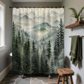Mountain Shower Curtain Forest, Black and White Nature Shower Curtains for Mens Bathroom Decor Grey Rustic Woodland Pine Tree Cool Bath Curtain Set, Waterproof Fabric with Hooks 70x72in