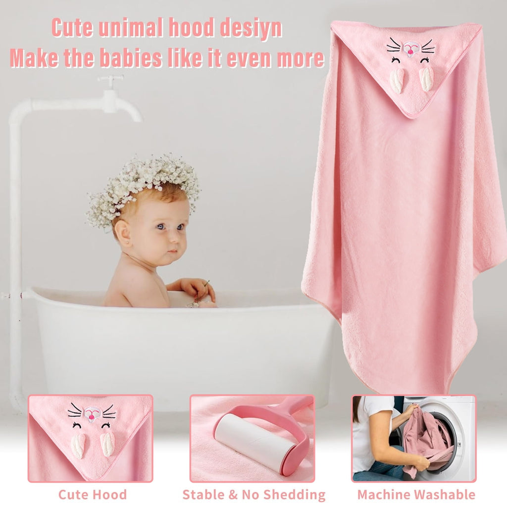 Hooded Towel - Rayon Made from Bamboo, Bath Towel with Bear Ears for Newborn, Babie, Toddler, Infant - Absorbent Large Baby Towel - Bear, 30 x 30 Inch