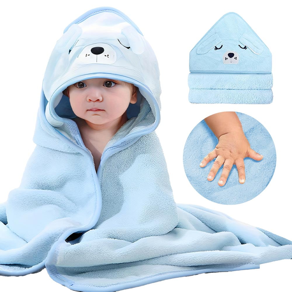 Hooded Towel - Rayon Made from Bamboo, Bath Towel with Bear Ears for Newborn, Babie, Toddler, Infant - Absorbent Large Baby Towel - Bear, 30 x 30 Inch