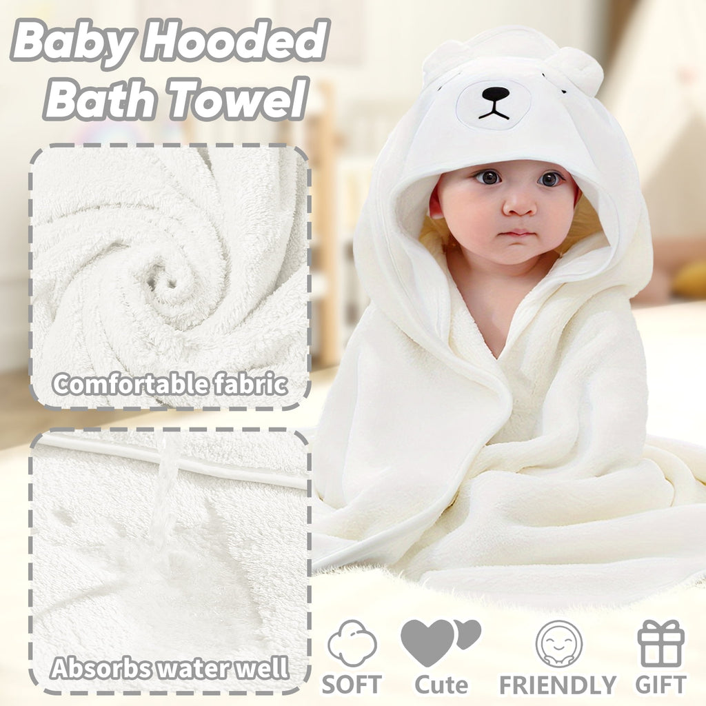 Hooded Towel - Rayon Made from Bamboo, Bath Towel with Bear Ears for Newborn, Babie, Toddler, Infant - Absorbent Large Baby Towel - Bear, 30 x 30 Inch