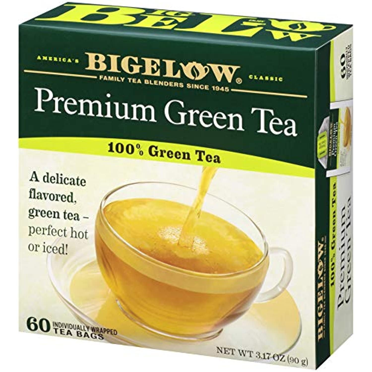 Bigelow Tea Green Tea 60 Count, Premium Blend Bulk Box Green Tea, Caffeinated