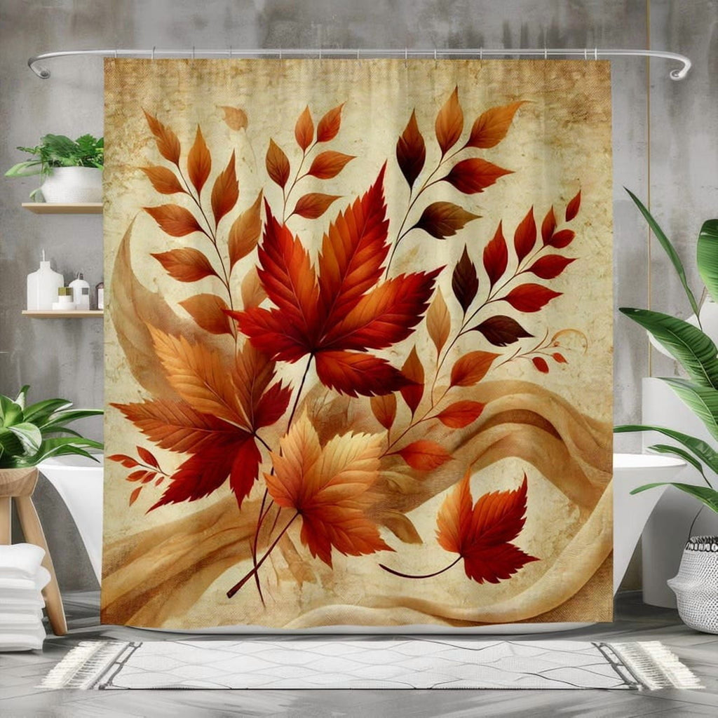 Autumn Leaves Shower Curtain, Fall Bathroom Decor, High-Quality Fabric, Multi-Size Options, Home Decoration
