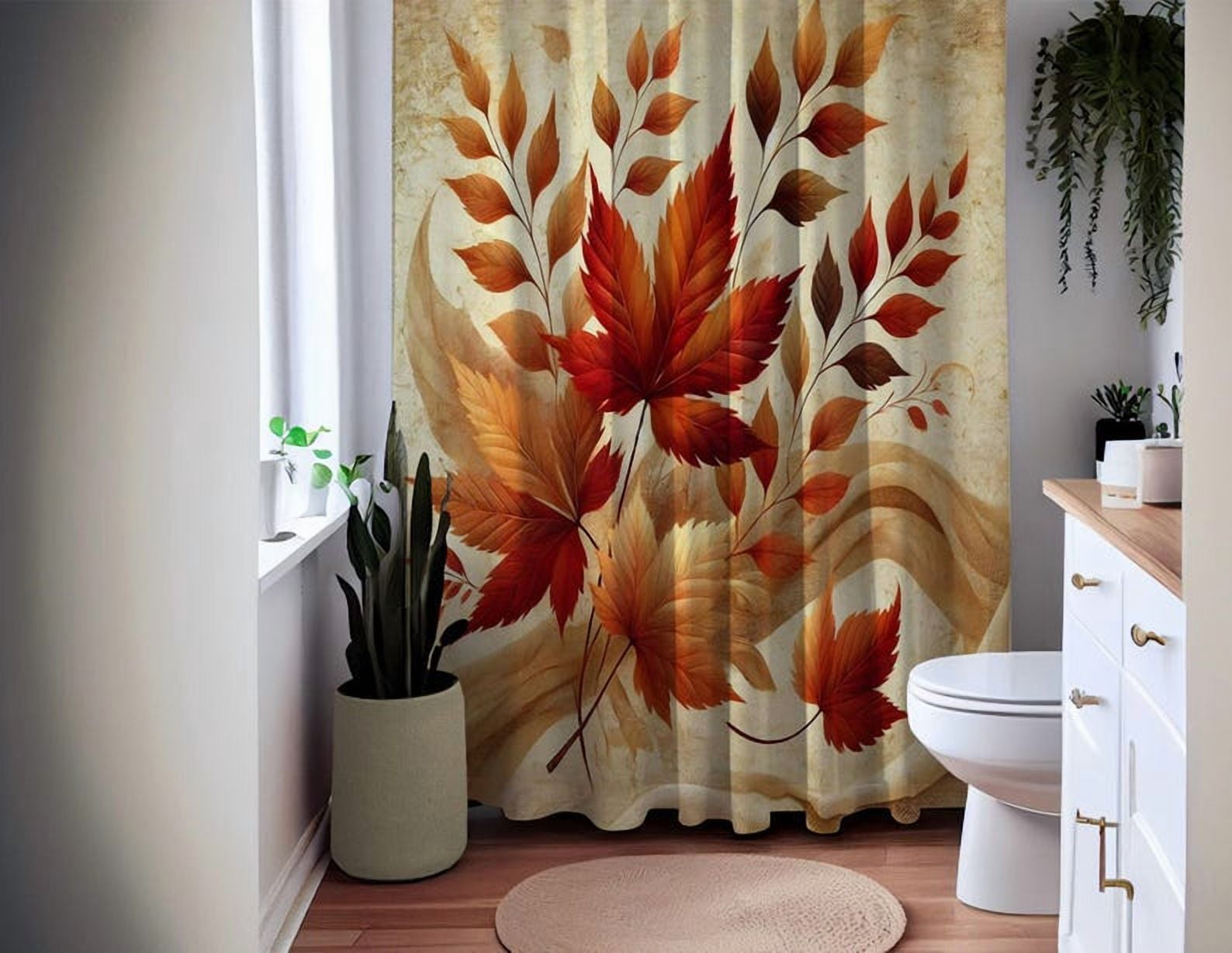Autumn Leaves Shower Curtain, Fall Bathroom Decor, High-Quality Fabric, Multi-Size Options, Home Decoration